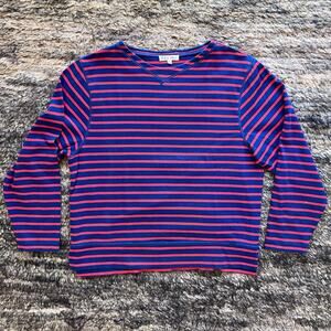 Women’s Alex Mill Medium Cotton Long Sleeve tshirt blue red stripe boyfriend